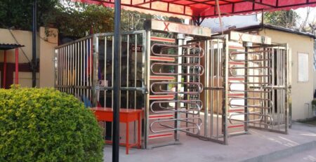full height tuenstile gate installed at military entrance